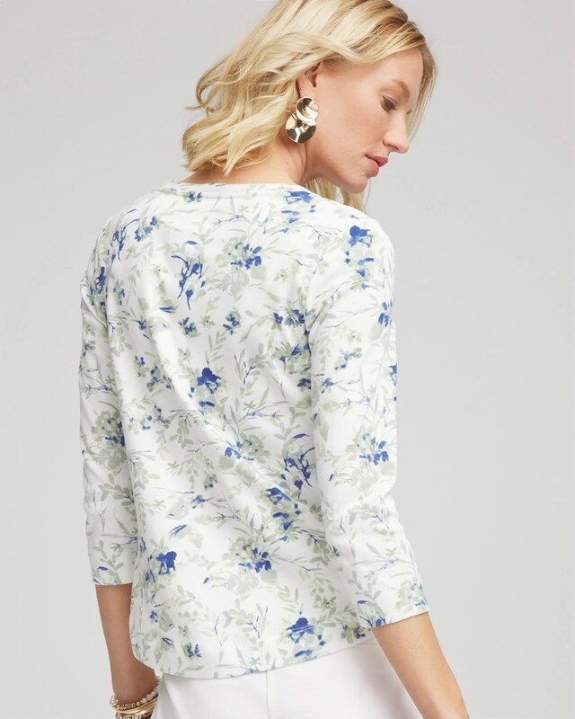 Floral Pima V-Neck Tee - image 3